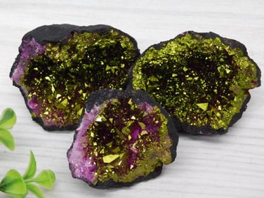 PURPLE AND GOLD GEODES ROCK STONE LAPIDARY SPECIMEN