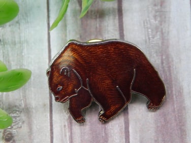 ENAMEL BEAR PENDANT VINTAGE ANTIQUE