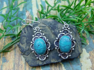 TURQUOISE EARRINGS ROCK STONE LAPIDARY SPECIMEN