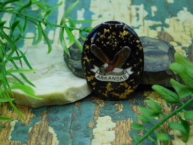 GOLD FLAKE ARKANSAS CABOCHON ROCK STONE LAPIDARY SPECIMEN
