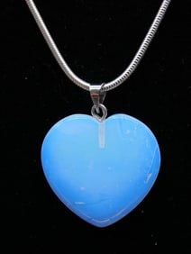 OPALITE HEART PENDANT ON STERLING SILVER CHAIN NECKLACE