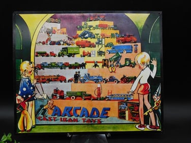 Arcade Cast Iron Toys Tin Advertising Sign