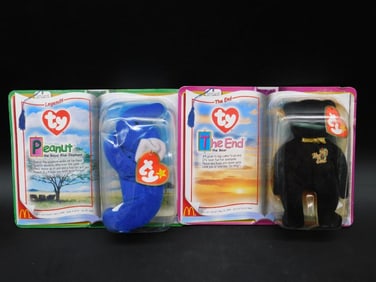 Pair of Ty Beanie Babies Legends Sets in Packaging PEANUT THE ELEPHANT AND THE END THE BEAR