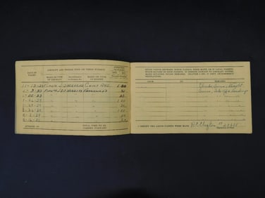 Vintage Pilot Log Book for Piper J-2 Cub 1930s