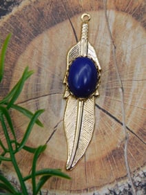 LAPIS FEATHER PENDANT ROCK STONE LAPIDARY SPECIMEN