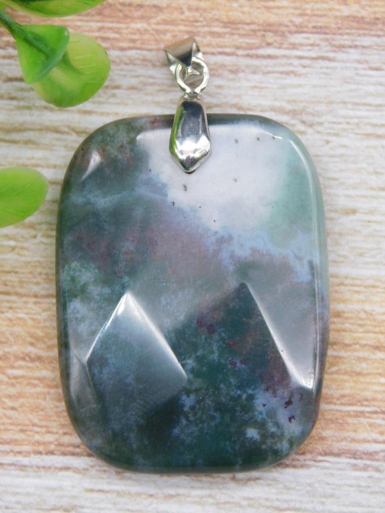 MOSS PLUME AGATE PENDANT ROCK STONE LAPIDARY SPECIMEN: MOSS PLUME AGATE PENDANT ROCK STONE LAPIDARY SPECIMEN