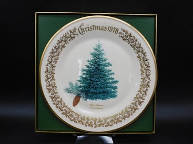 1978 CHRISTMAS BLUE SPRUCE PLATE VINTAGE ANTIQUE