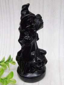 OBSIDIAN WIZARD STATUE ROCK STONE LAPIDARY SPECIMEN