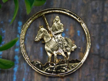 Gold-Colored Equestrian and Rider Decorative Medallion