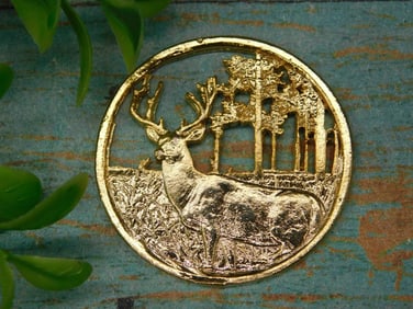 Gold-Tone Deer Relief Medallion