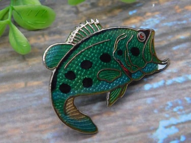 Fish-Shaped Enameled Pin with Back Clasp
