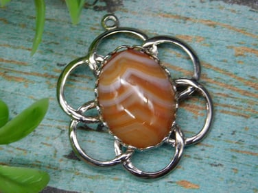 Antique Agate Pendant in Metal Setting