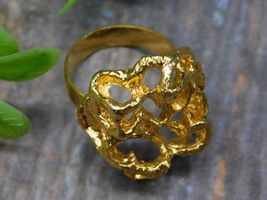Unique Textured Gold Tone Ring