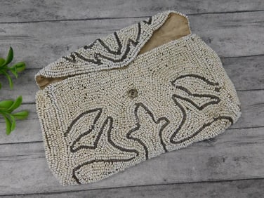 Vintage Beaded Clutch with Decorative Pattern