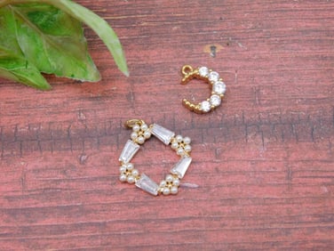 Vintage Gold-Tone Earrings with Crystals and Beads
