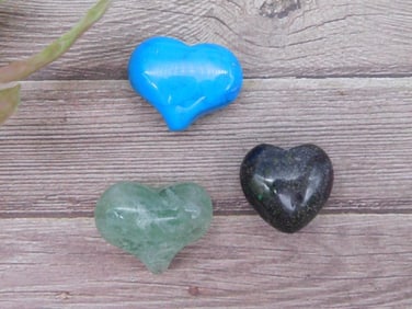 Set of 3 Heart-Shaped Stone Figurines
