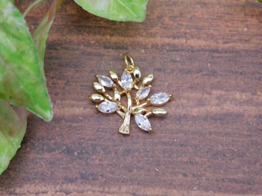 Tree-Shaped Pendant with Clear Stones