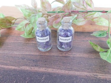 Pair of Amethyst Gemstone Bottles ROCK STONE LAPIDARY SPECIMEN