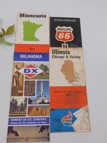 Lot of Vintage Road Maps Minnesota Arkansas Oklahoma Illinois