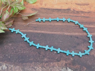 Turquoise Cross Bead Strand for Jewelry Making