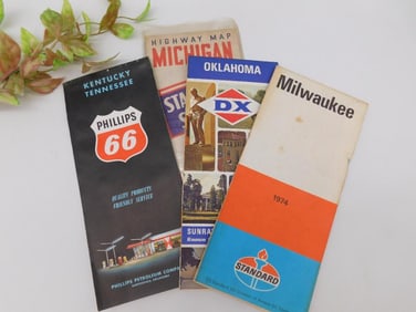 Collection of Vintage Road Maps - Various Brands