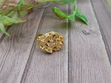Gold Nugget-Style Ring, Likely Gold-Plated