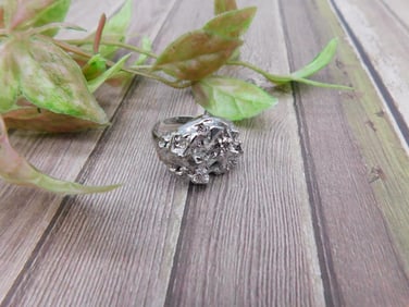 Silver Ring with Cluster Design and Clear Stones