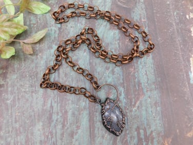 Copper Chain Necklace with Stone Pendant