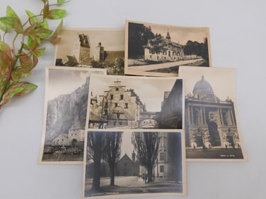 Set of Five European Black-and-White Postcards