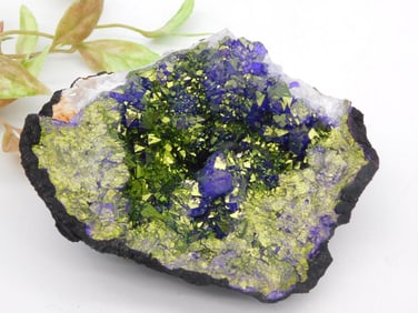 Colorful druzy mineral specimen with vibrant green and purple ROCK STONE LAPIDARY SPECIMEN