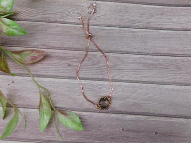 Rose Gold-Tone Bracelet With Stone Accent