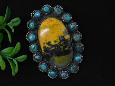 Bumblebee Jasper and Turquoise Pendant Rock Stone Lapidary Specimen