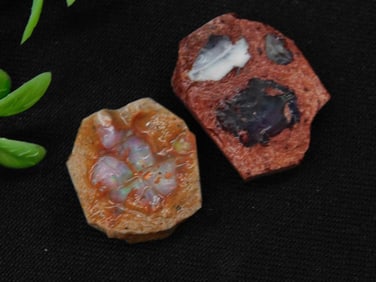 Two Unpolished Precious Opal Rough Stones Rock Stone Lapidary Specimen