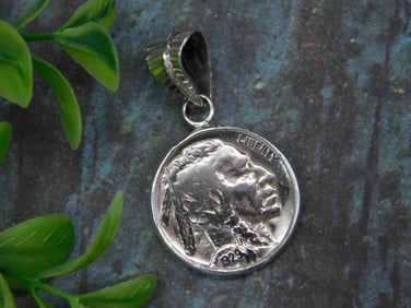 Sterling Silver Buffalo Nickel Pendant With Bail