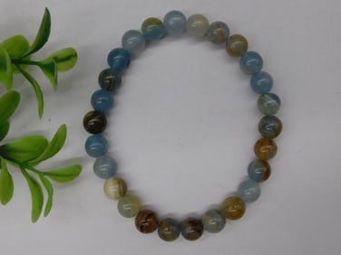 Polished Stone Bead Bracelet in Multicolor Design