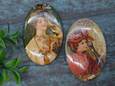 Set of Two Coca-Cola-Inspired Pocket Mirrors