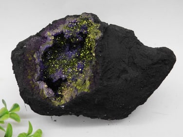 Mineral Specimen With Purple and Yellow Crystalline Interior