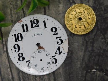 Illinois Watch Face and Brass Clock Face Plate Set