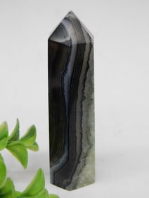 Black Banded Agate Point Gemstone Tower Rock Stone Lapidary Specimen