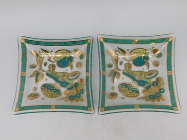 MCM Pair of Square Glass Dishes by Georges Briard Mid-Century Modern