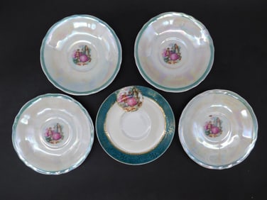 Set of Five Decorative Plates and Saucer Made in Japan
