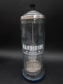 Barbicide Glass Jar With Metal Lid and Submersion Basket