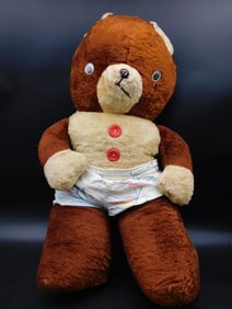 Brown Plush Teddy Bear With Button Features