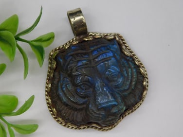 Labradorite Tiger Pendant With Intricate Tooling