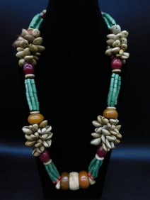 Beaded Necklace With Shell and Ceramic Accents