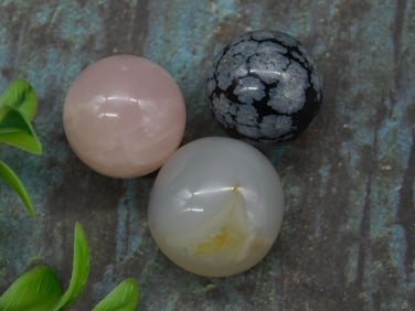 Set of Three Polished Stone Spheres
