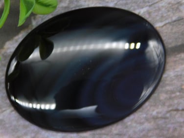 Polished Black Obsidian Gemstone Oval Cabochon