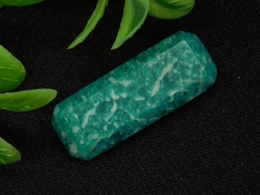 Polished Green Stone Rectangular Cabochon, 4 Grams