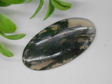 MOSS PLUME AGATE CABOCHON ROCK STONE LAPIDARY SPECIMEN