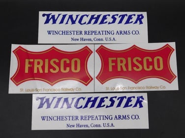 WINCHESTER AND FRISCO ADVERTISING STICKERS